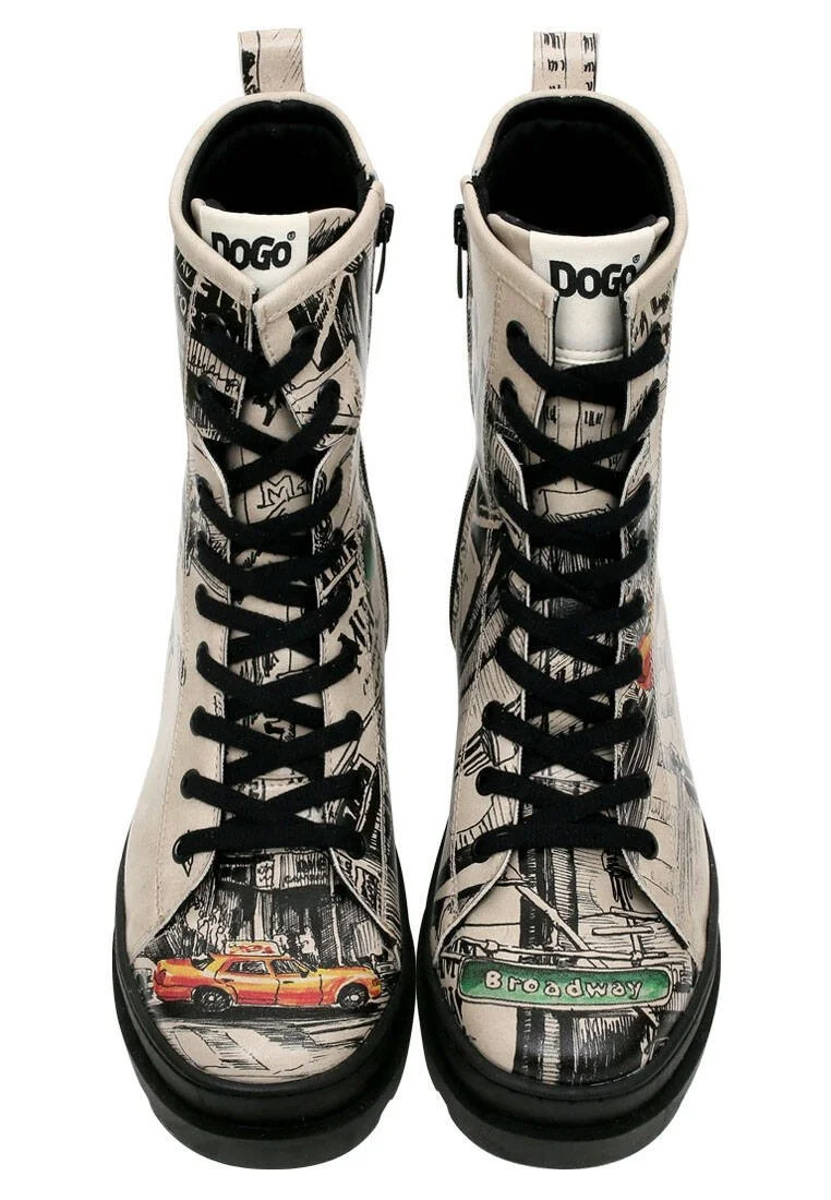 Femme Cuir Vegan Multicolore Bottes longues à glissière - Broadway Motif
