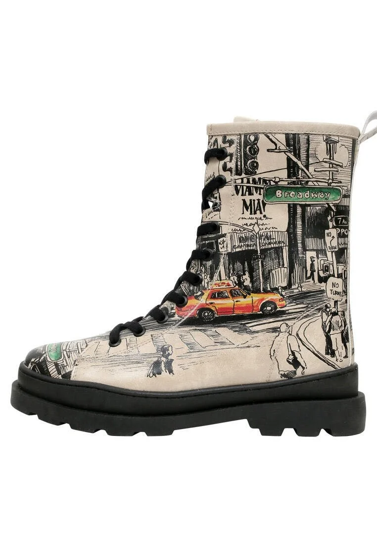 Femme Cuir Vegan Multicolore Bottes longues à glissière - Broadway Motif