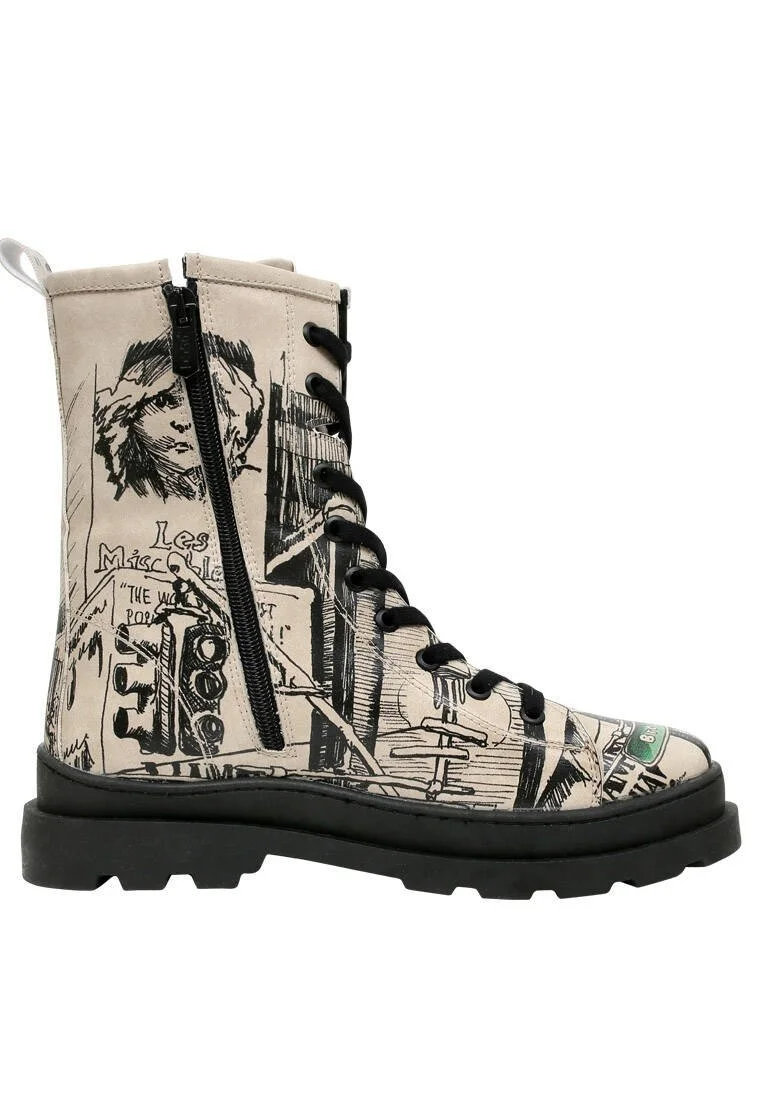 Femme Cuir Vegan Multicolore Bottes longues à glissière - Broadway Motif