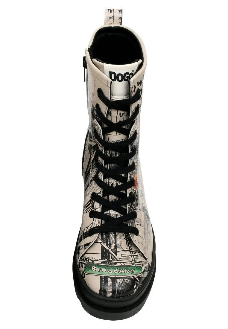 Femme Cuir Vegan Multicolore Bottes longues à glissière - Broadway Motif