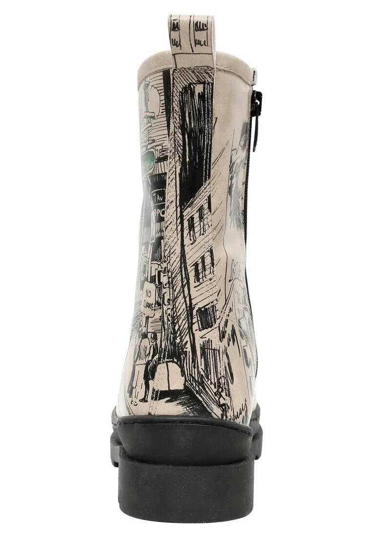 Femme Cuir Vegan Multicolore Bottes longues à glissière - Broadway Motif
