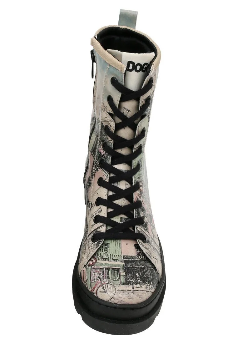 Femme Cuir Vegan Beige Bottes longues à glissière - bonjour paris Motif