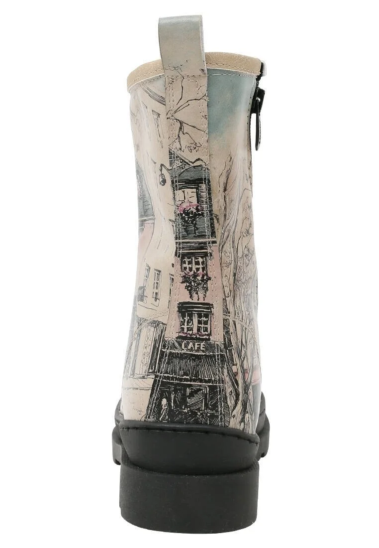 Femme Cuir Vegan Beige Bottes longues à glissière - bonjour paris Motif
