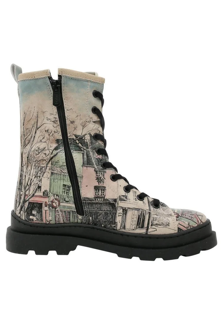 Femme Cuir Vegan Beige Bottes longues à glissière - bonjour paris Motif