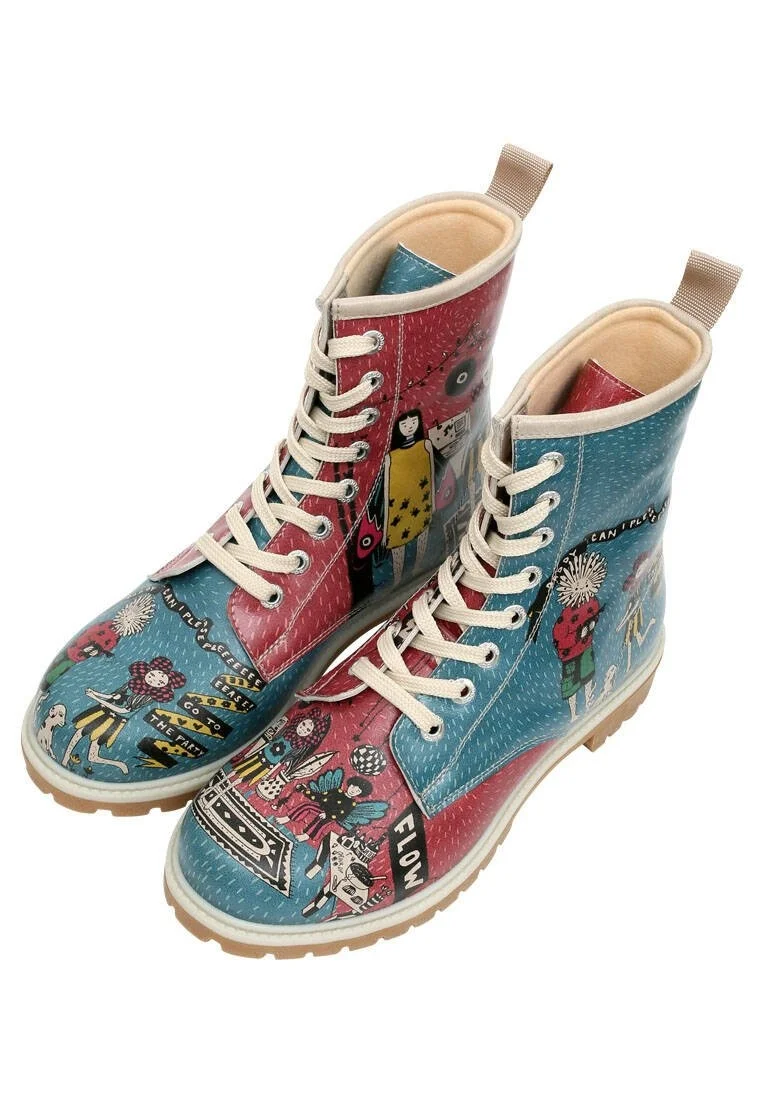 Femme Cuir Vegan Multicolore Bottes Longues - Party Motif
