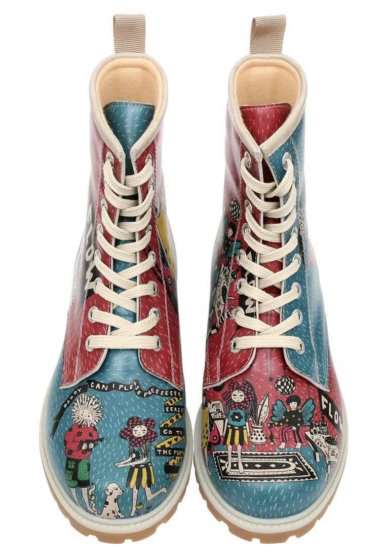 Femme Cuir Vegan Multicolore Bottes Longues - Party Motif
