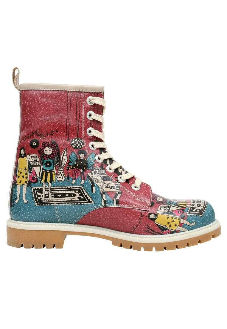 Femme Cuir Vegan Multicolore Bottes Longues - Party Motif
