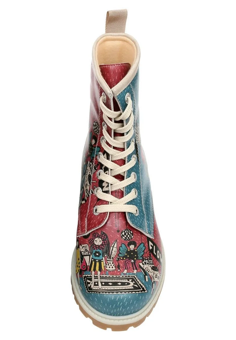 Femme Cuir Vegan Multicolore Bottes Longues - Party Motif
