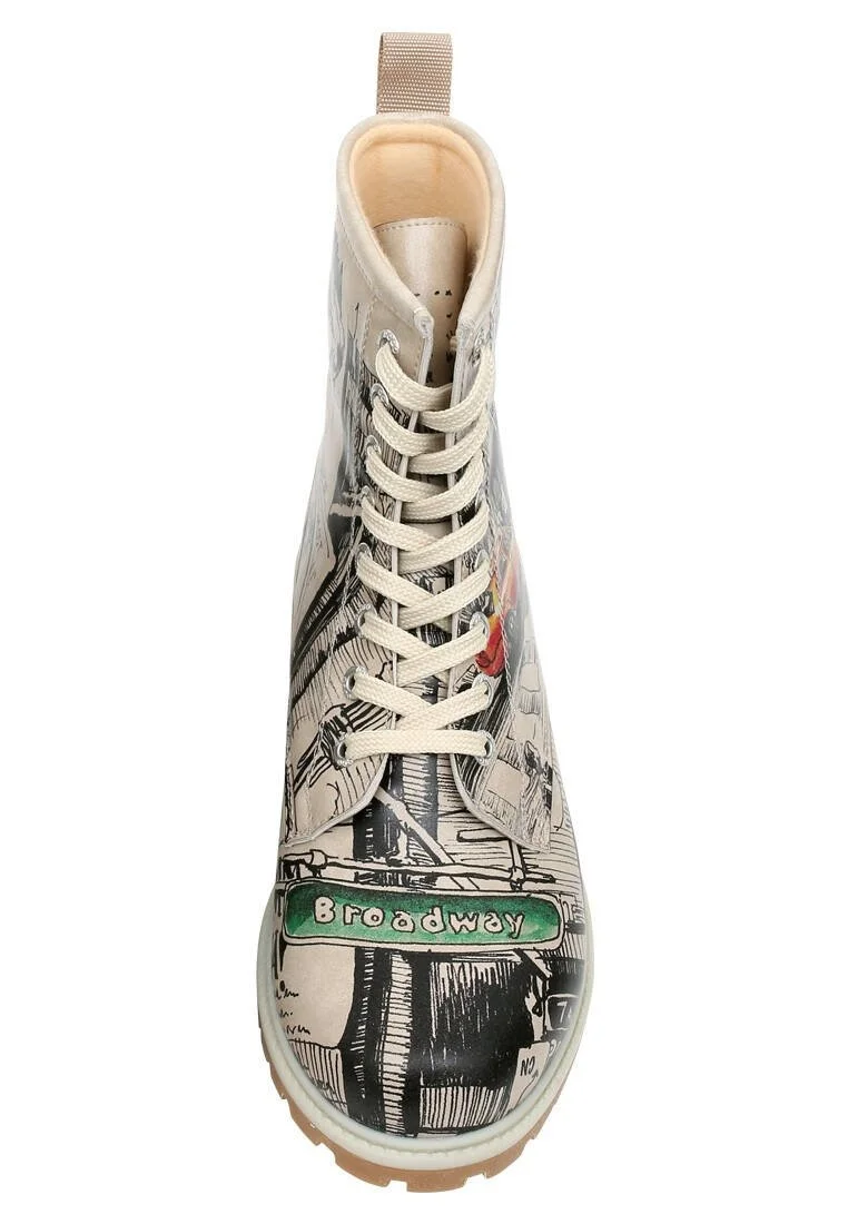 Femme Cuir Vegan Multicolore Bottes Longues - Broadway Motif