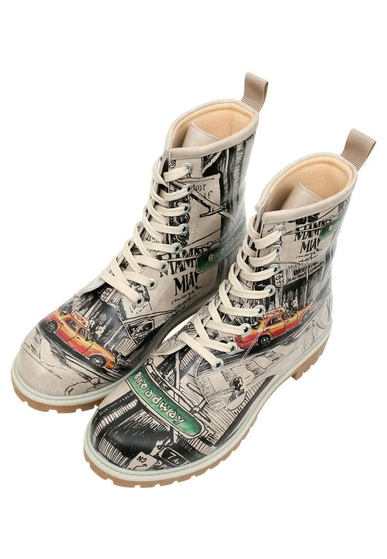 Femme Cuir Vegan Multicolore Bottes Longues - Broadway Motif