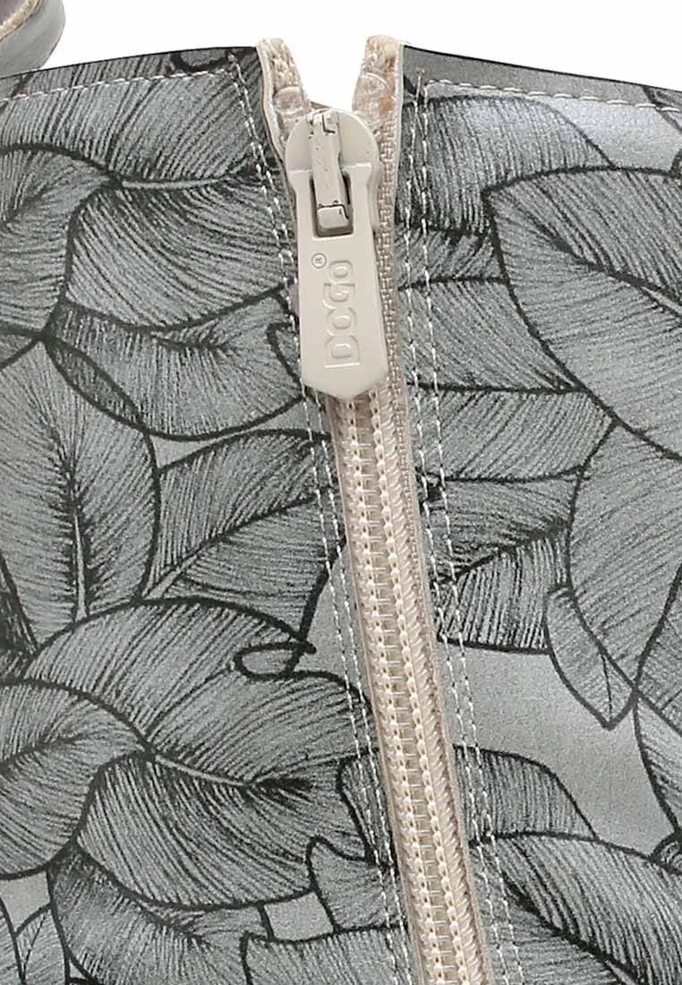 Femme Cuir Vegan Gris Bottes Longues à Glissière - Elephants Never Forget Motif