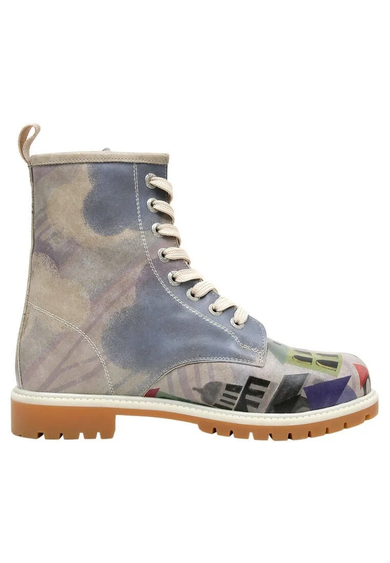 Femme Cuir Vegan Multicolore Bottes Longues - The Unknown Land Motif