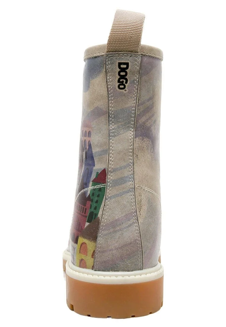 Femme Cuir Vegan Multicolore Bottes Longues - The Unknown Land Motif