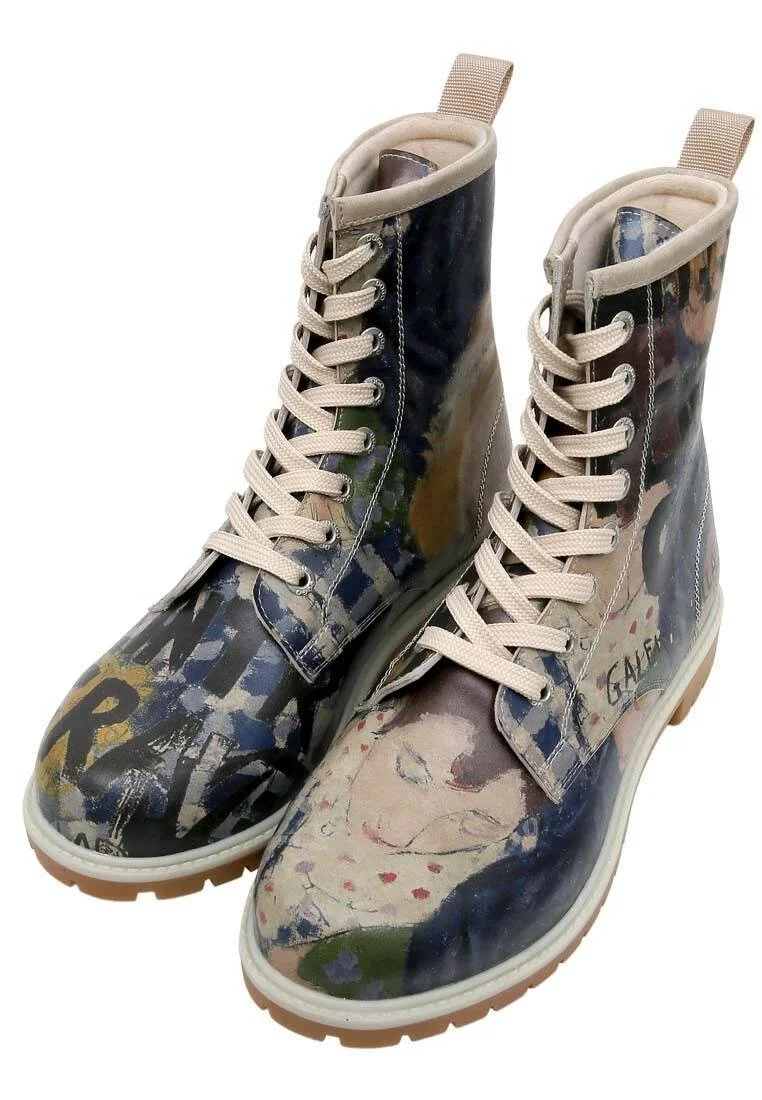 Femme Cuir Vegan Multicolore Bottes Longues - Les Peintres Motif