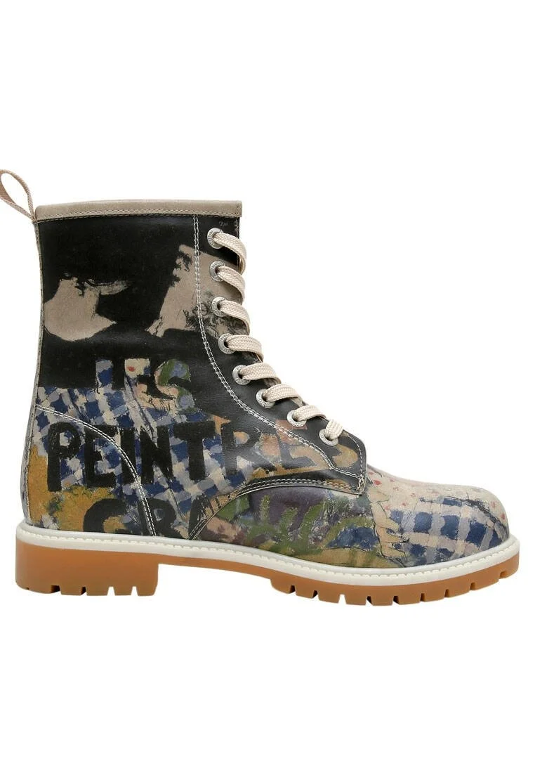 Femme Cuir Vegan Multicolore Bottes Longues - Les Peintres Motif