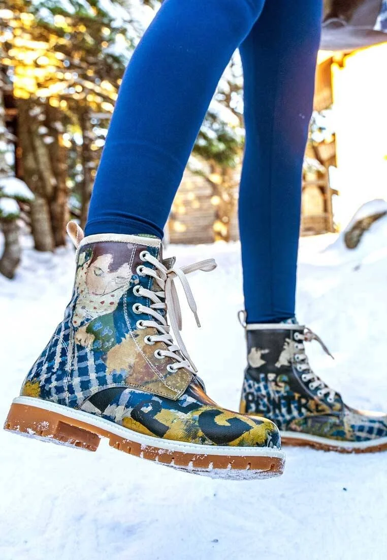 Femme Cuir Vegan Multicolore Bottes Longues - Les Peintres Motif