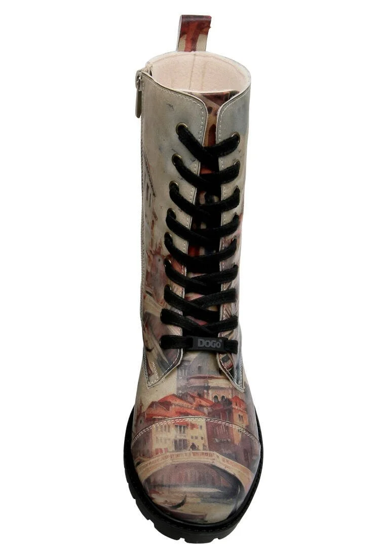 Femme Cuir Vegan Multicolore Bottes Longues - Venice Motif