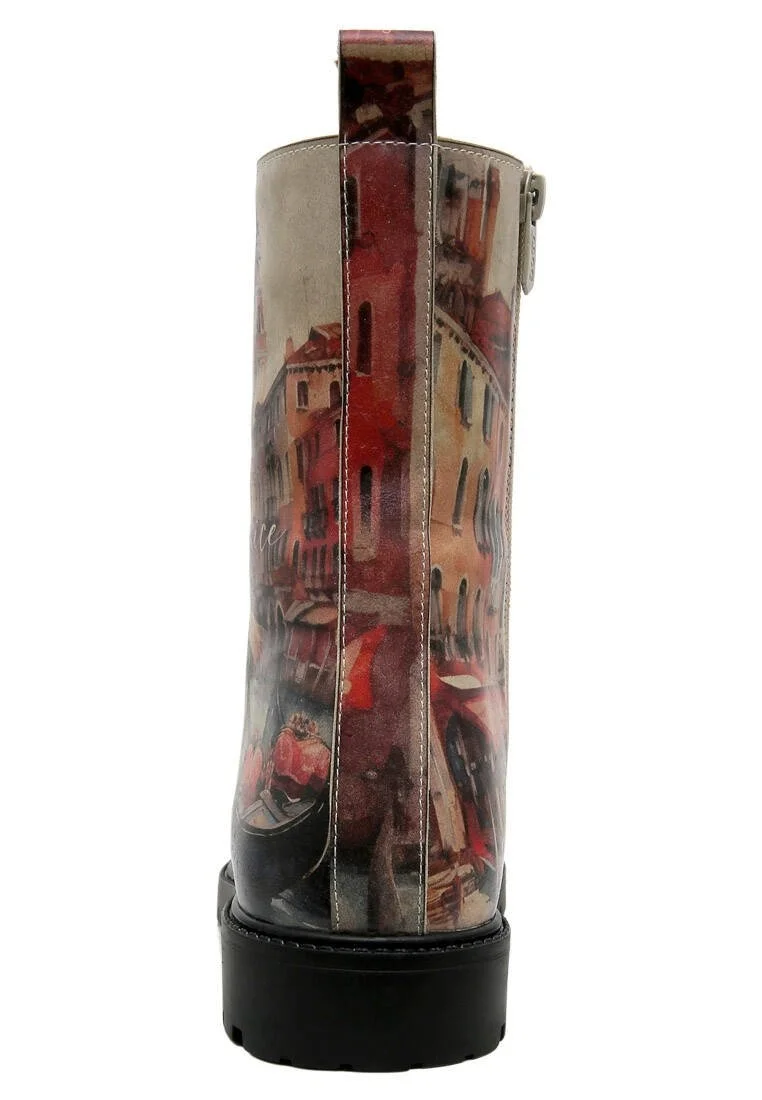 Femme Cuir Vegan Multicolore Bottes Longues - Venice Motif