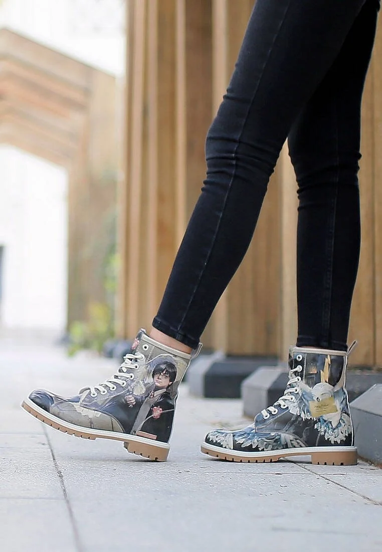 Femme Cuir Vegan Multicolore Bottes Longues - Warner Bros Harry and Hedwig Harry Potter Motif