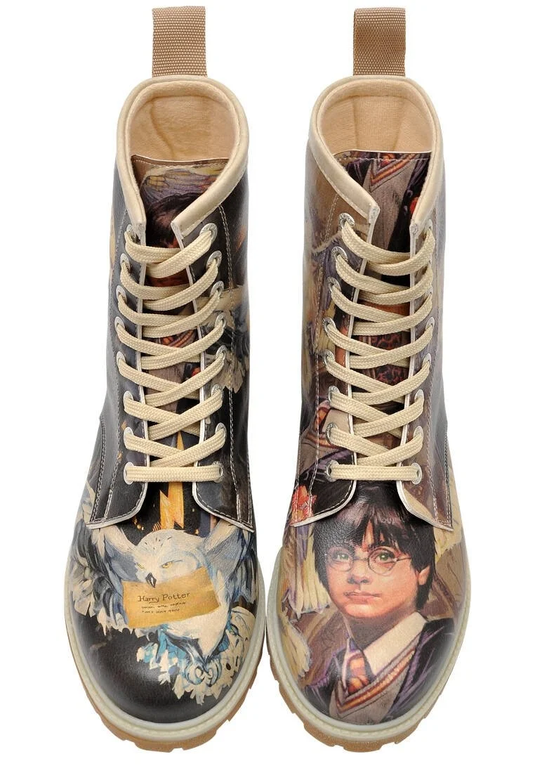 Femme Cuir Vegan Multicolore Bottes Longues - Warner Bros Harry and Hedwig Harry Potter Motif