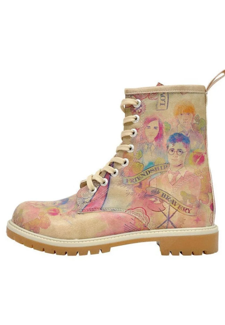 Femme Cuir Vegan Multicolore Bottes Longues - Warner Bros Friendship and Bravery Harry Potter Motif
