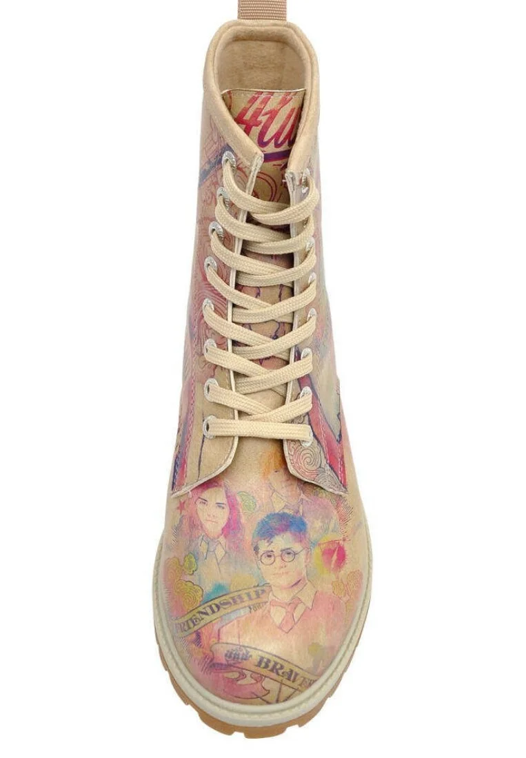 Femme Cuir Vegan Multicolore Bottes Longues - Warner Bros Friendship and Bravery Harry Potter Motif