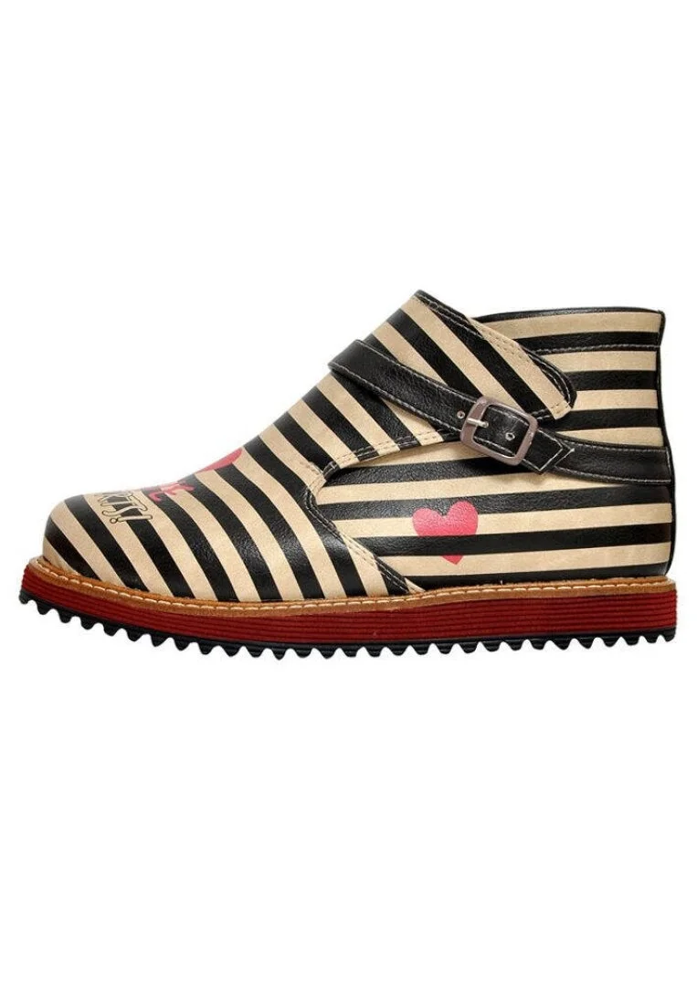 Femme Cuir Vegan Multicolore Bottines Chelsea - Love Hurts Motif