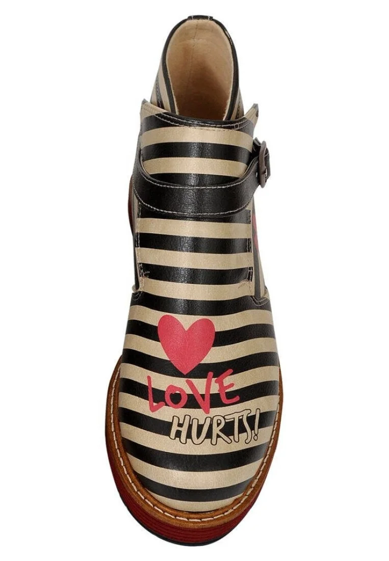 Femme Cuir Vegan Multicolore Bottines Chelsea - Love Hurts Motif