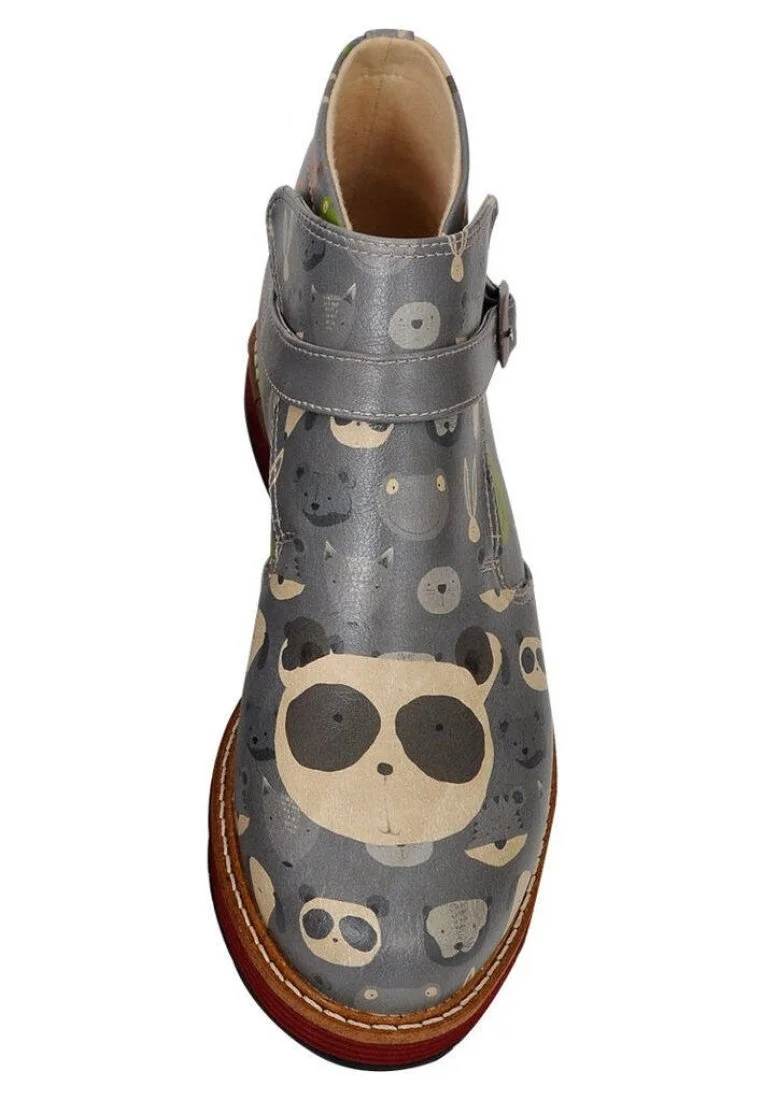 Femme Cuir Vegan Multicolore Bottines Chelsea - Animals Motif