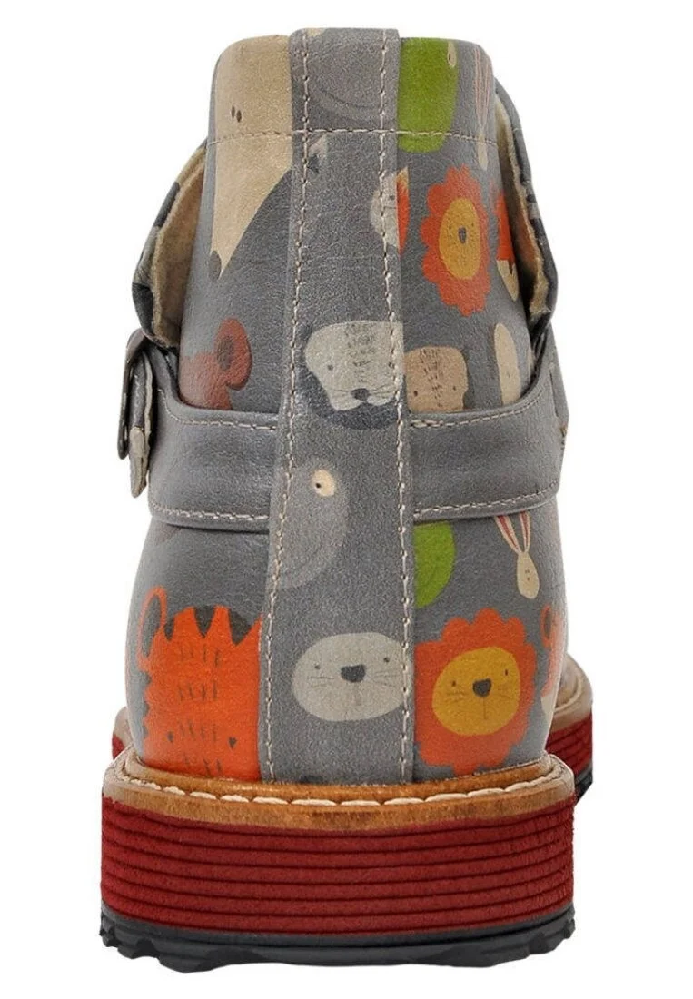 Femme Cuir Vegan Multicolore Bottines Chelsea - Animals Motif