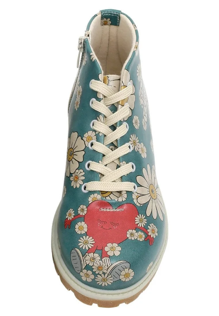 Femme Cuir Vegan Multicolore Bottines - Show Yourself More Love Motif