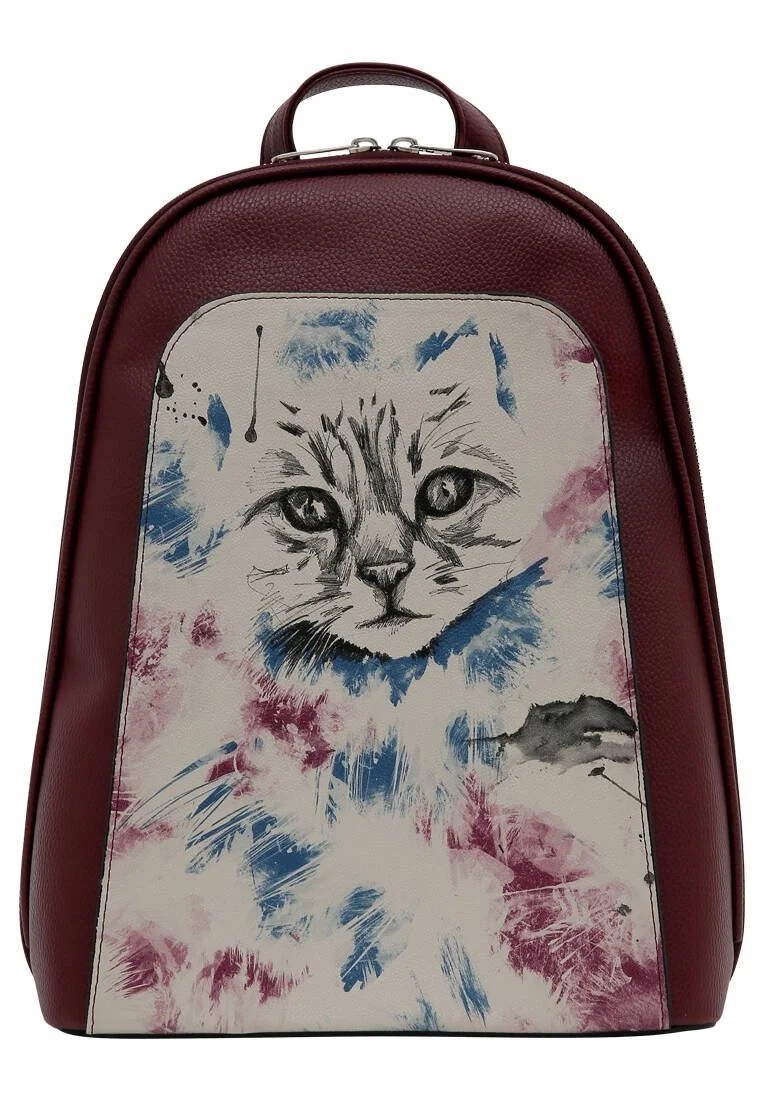 Femme Cuir Vegan Bourgogne Sac à dos - Deepness Motif