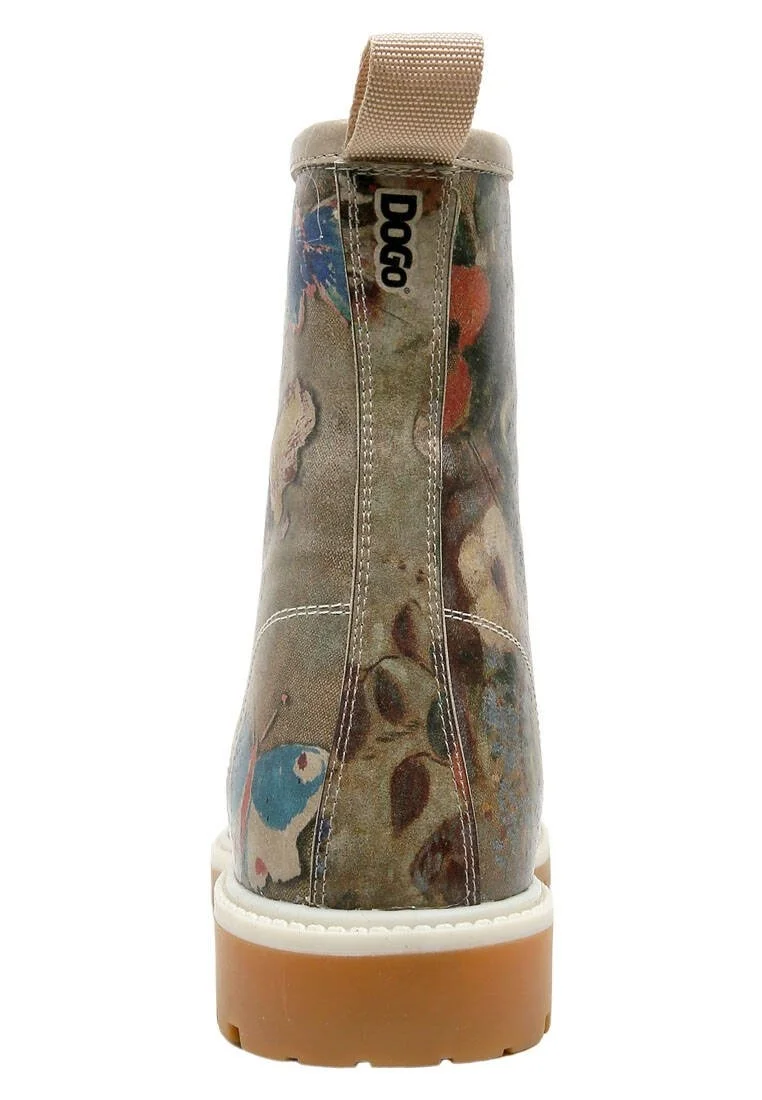Femme Cuir Vegan Brun Bottes Longues - Still Life Butterflies Motif