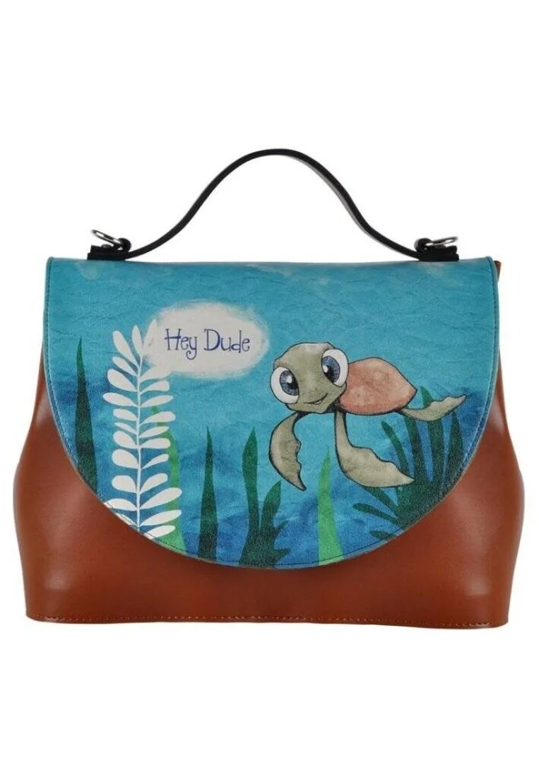 Femme Cuir Vegan Brun Sac à Main - Caretta-Hey Dude Motif