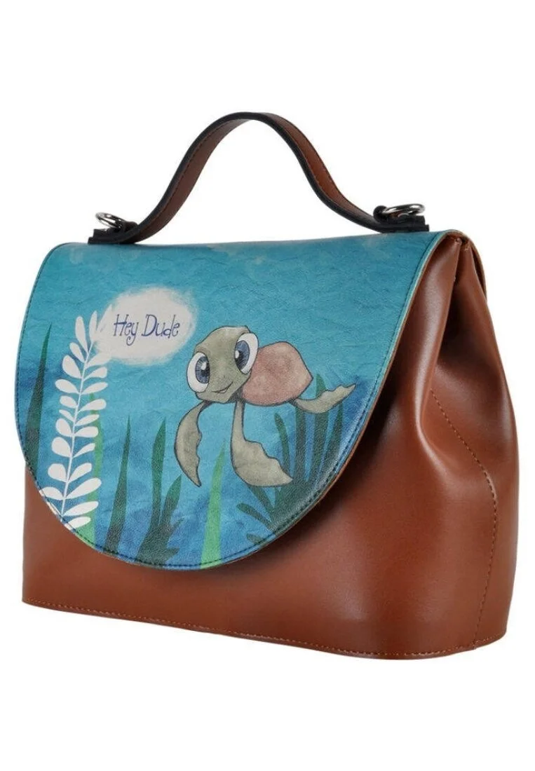 Femme Cuir Vegan Brun Sac à Main - Caretta-Hey Dude Motif