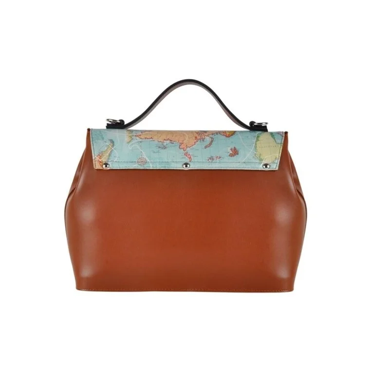 Femme Cuir Vegan Brun Sac à Main - Explore Motif