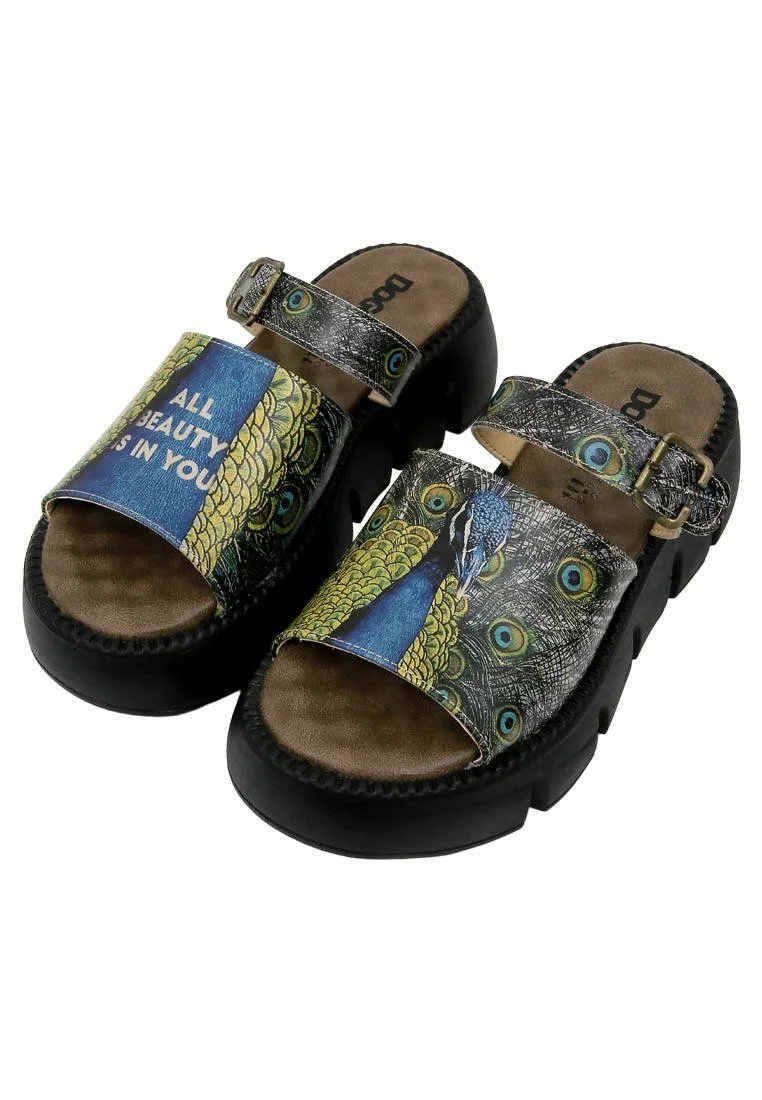 Femme Cuir Vegan Multicolore Chaussons Compensées - All Beauty is in You Motif