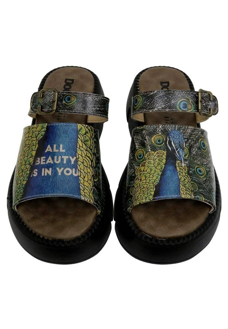 Femme Cuir Vegan Multicolore Chaussons Compensées - All Beauty is in You Motif