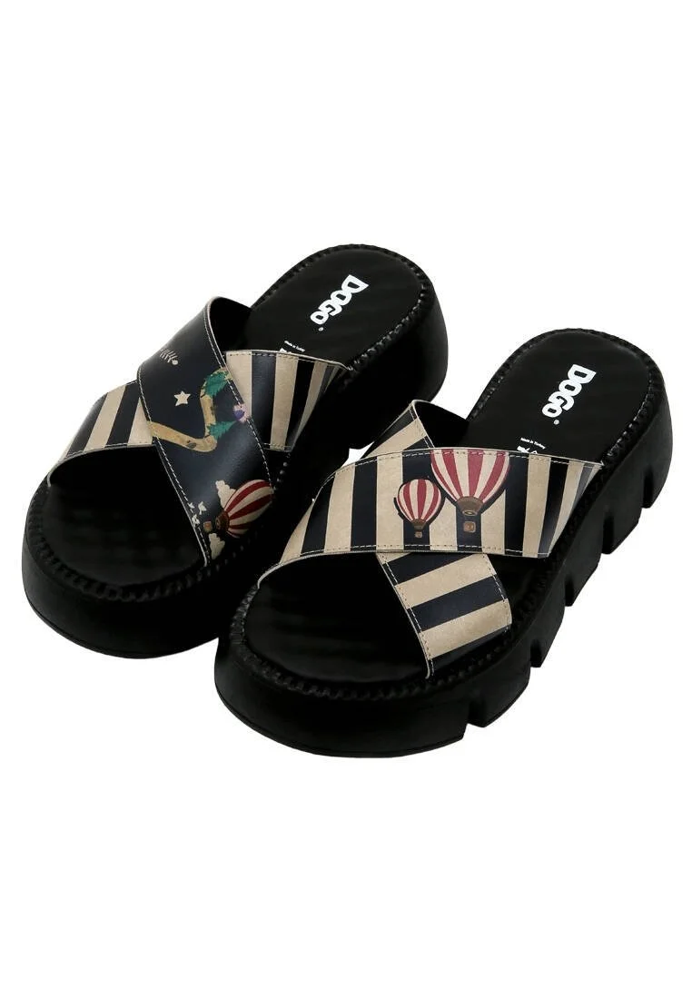 Femme Cuir Vegan Multicolore Chaussons Compensées - Let's Find a Place to Get Lost Motif