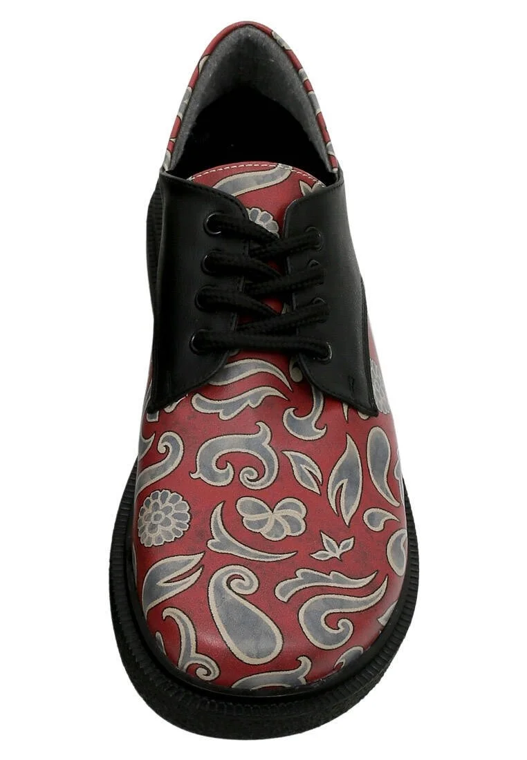 Femme Cuir Vegan Multicolore Chaussures Décontractées - Red Abstract Motif