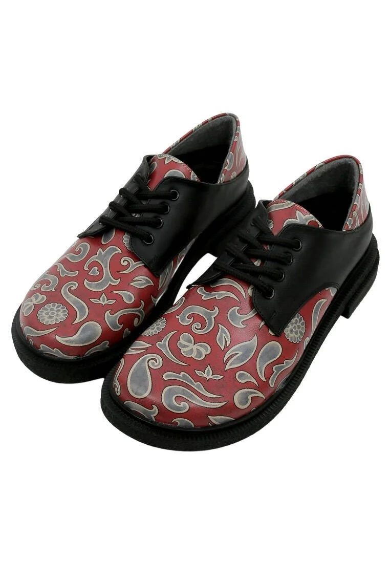 Femme Cuir Vegan Multicolore Chaussures Décontractées - Red Abstract Motif