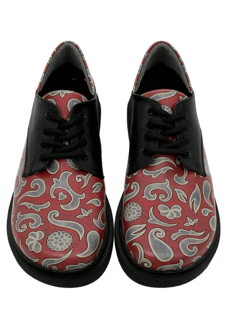 Femme Cuir Vegan Multicolore Chaussures Décontractées - Red Abstract Motif