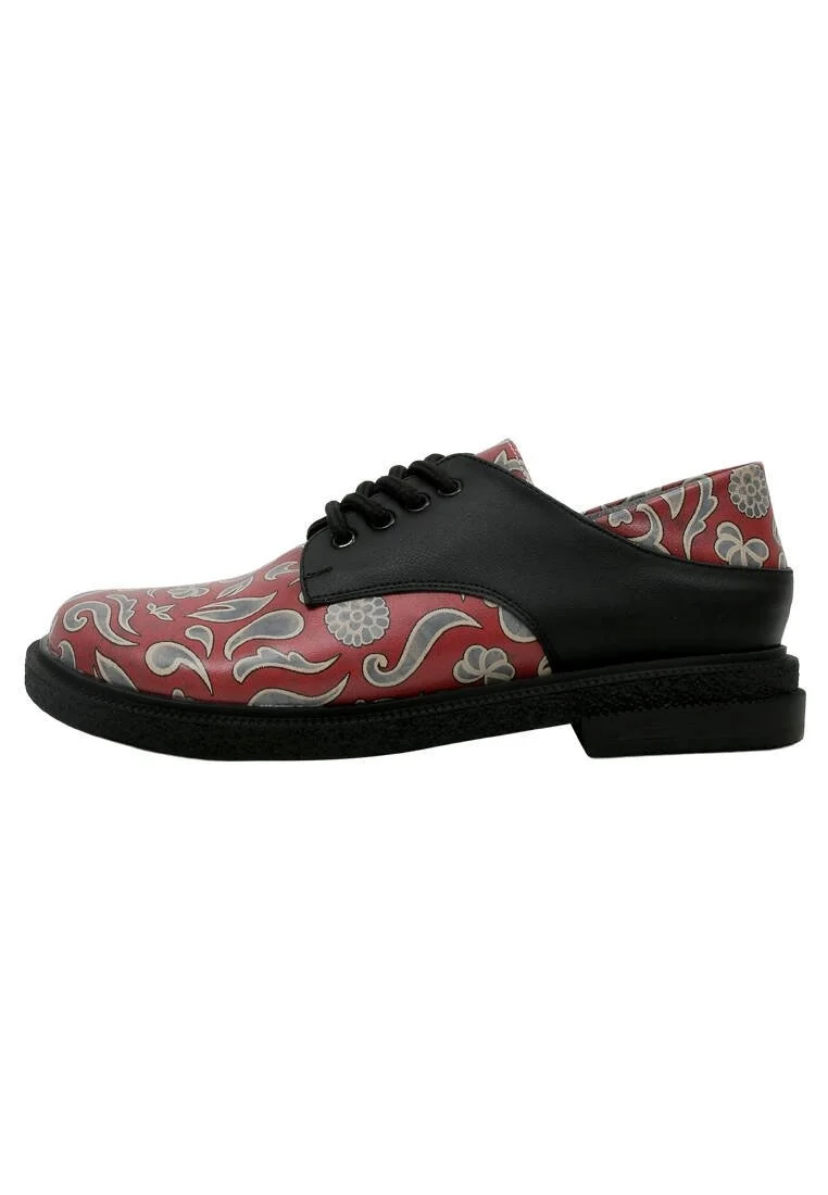 Femme Cuir Vegan Multicolore Chaussures Décontractées - Red Abstract Motif