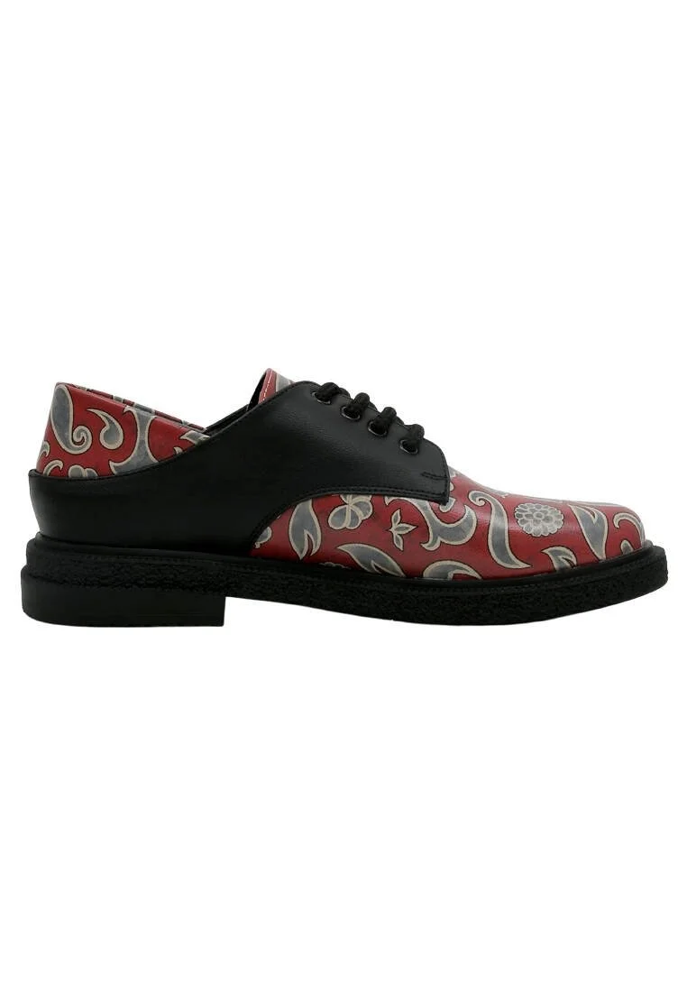 Femme Cuir Vegan Multicolore Chaussures Décontractées - Red Abstract Motif