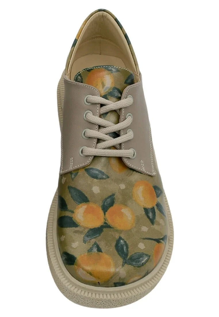 Femme Cuir Vegan Vert Chaussures Décontractées - Fruity Motif