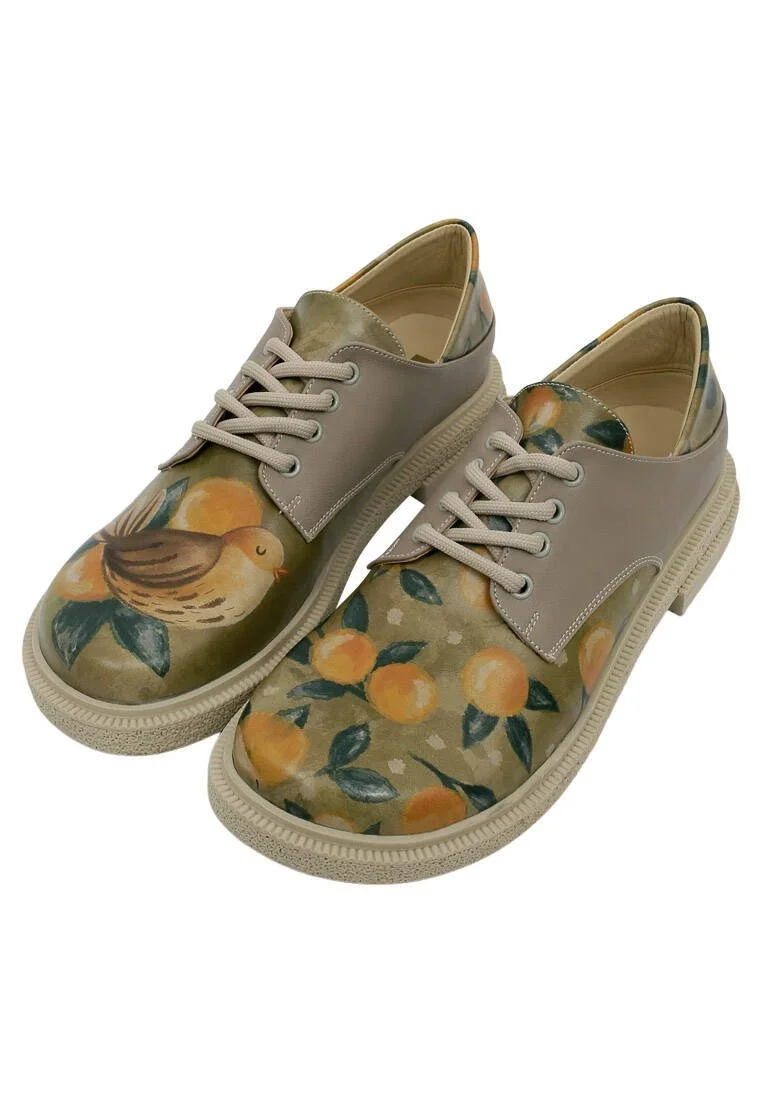 Femme Cuir Vegan Vert Chaussures Décontractées - Fruity Motif