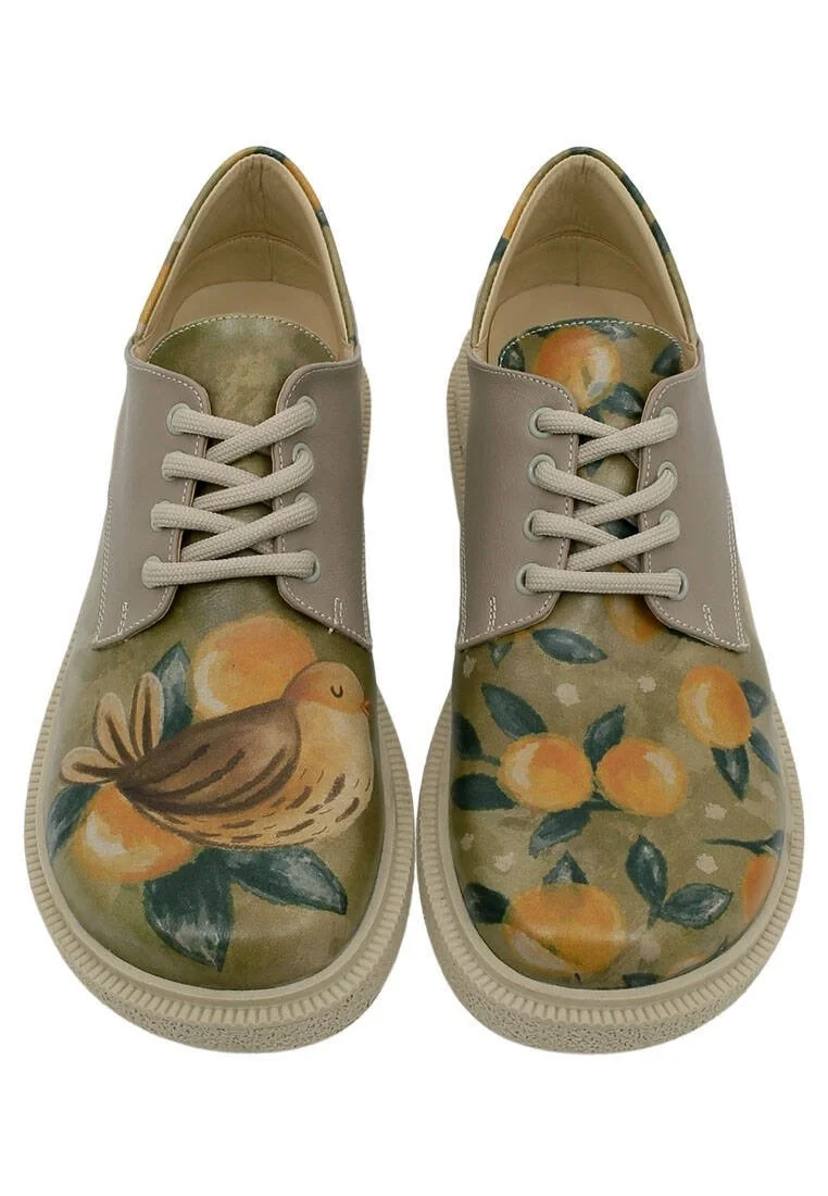Femme Cuir Vegan Vert Chaussures Décontractées - Fruity Motif