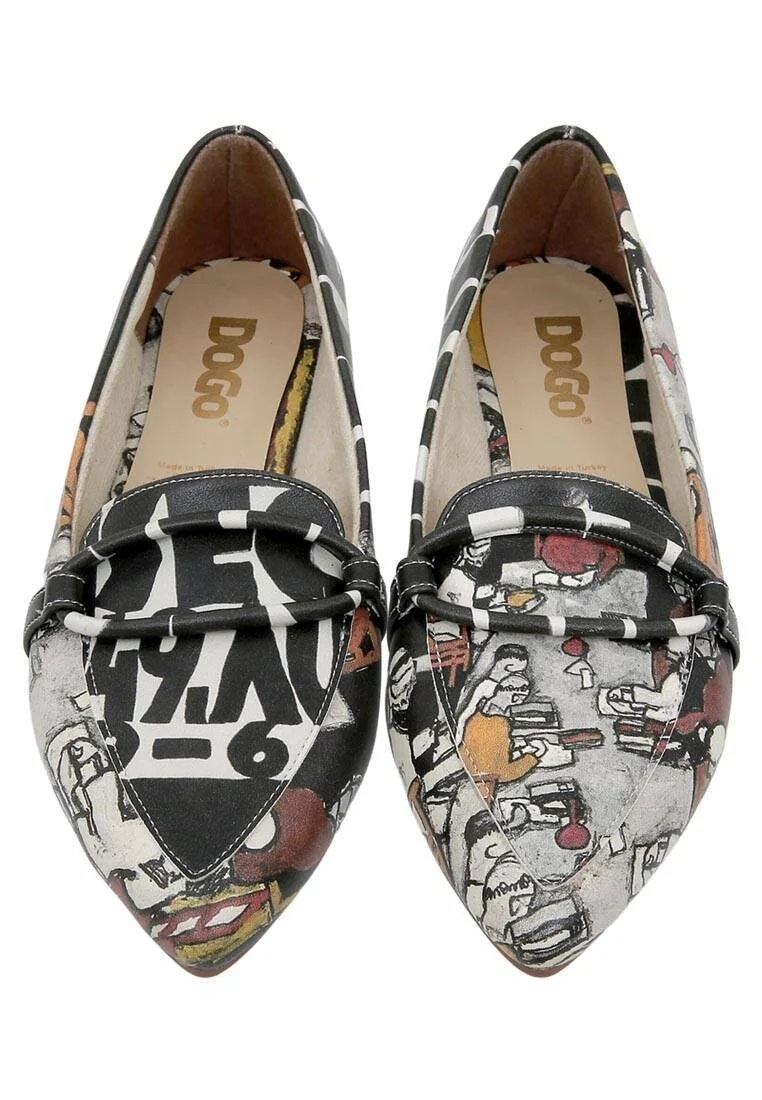 Femme Cuir Vegan Multicolore Chaussures Plates - Supper Motif