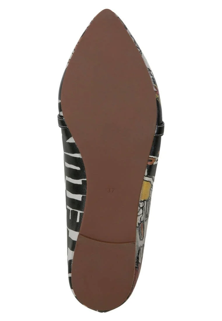 Femme Cuir Vegan Multicolore Chaussures Plates - Supper Motif