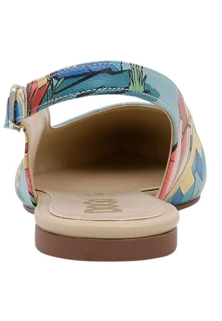 Femme Cuir Vegan Turquoise Chaussures Plates - Love Motif